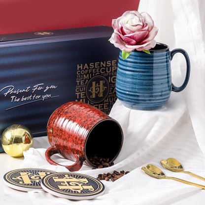 HASENSE Ceramic Coffee Mug Set of 2, 20 Oz Tea Cups - Image 4