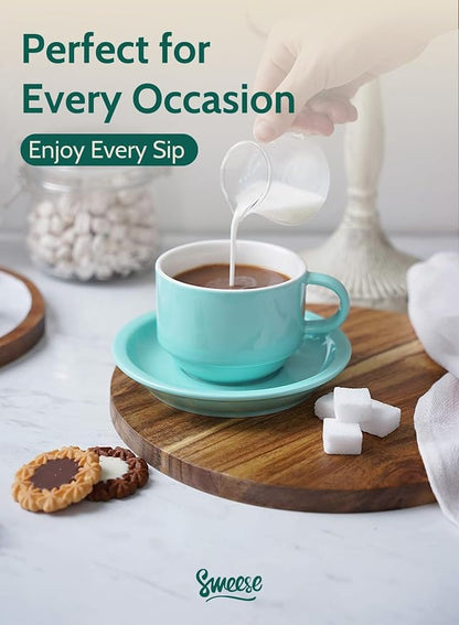 Sweese 8 Ounce Porcelain Stackable Cappuccino Cups - Image 5
