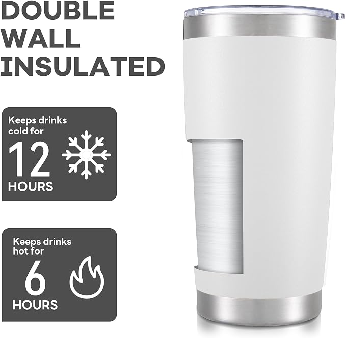 20 oz Tumbler with Lid Stainless Steel Insulated Tumblers Bulk Cups Mug | - Image 3