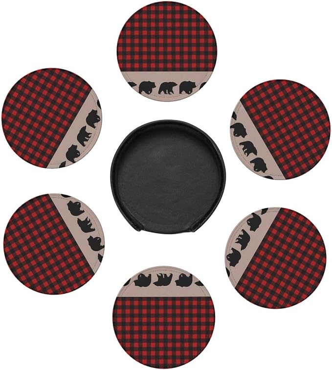 6 Pcs Bear Plaid Red Black Buffalo Deel Elk Moose Abstract Mountain Tree - Image 6