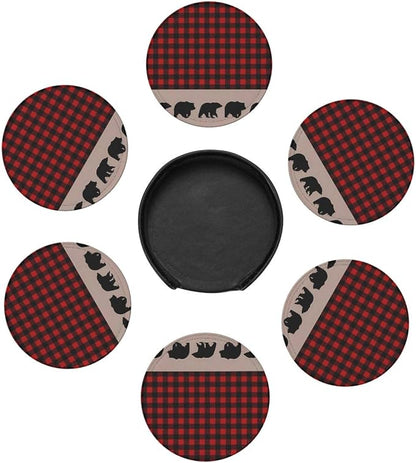 6 Pcs Bear Plaid Red Black Buffalo Deel Elk Moose Abstract Mountain Tree - Image 6
