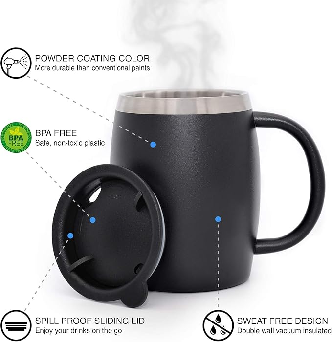 CHILLOUT LIFE Stainless Steel Insulated Coffee Mugs Set of 2 - Image 2