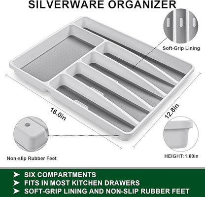 Gold 49 Pieces Stainless Steel Flatware Sets With Organizer,Golden Silverware Sets With Steak Knives Service For 8,Durable Knife And Fork Spoon Sets For Home Kitchen