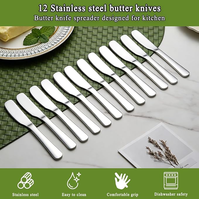 HOMQUEN Stainless Steel Butter Knife, Butter Spreader, Butter Knives, Butter - Image 6