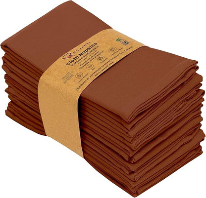 Ruvanti Cloth Napkins Set of 12, 18x18 Inch, Soft & Absorbent Cotton Enrich Dinner Napkins for Hotel, Wedding Parties, Napkins Everyday - Rust