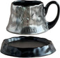 Volcanic Ash Titanium Finish Coffee Mug and Saucer Set | Modern Sculptural by Unknown