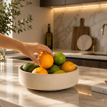 Large Fruit Bowl for Kitchen Counter, Modern Resin Pedestal Centerpiece - Image 4