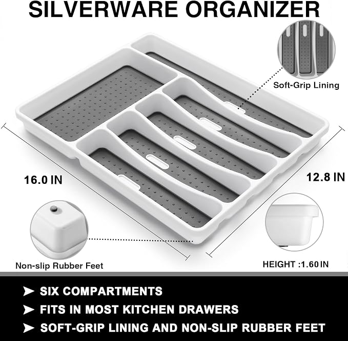 49-Piece Silverware Set with Organizer, Food-Grade Stainless Steel Flatware - Image 4