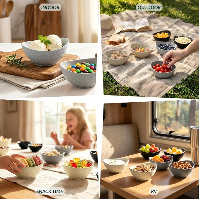 Unbreakable Snack Bowls, Wheat Straw Small Bowls, 10 OZ Plastic Bowls - Image 8