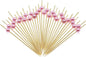 Minisland Pink Pearl Cocktail Picks, 4.7 Inch Long Bamboo Fancy Toothpicks for Appetizers, Decorative Valentines Baby Shower Holiday Party Food Drink Garnish Fruit Skewer Sticks 100 Counts - MSL153