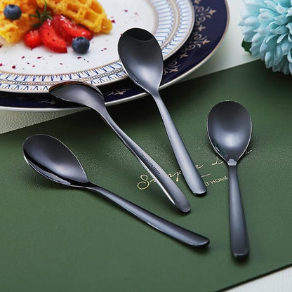 Black Demitasse Espresso Spoons, 5.5'' Mini Coffee Spoons, Stainless Steel - Image 4