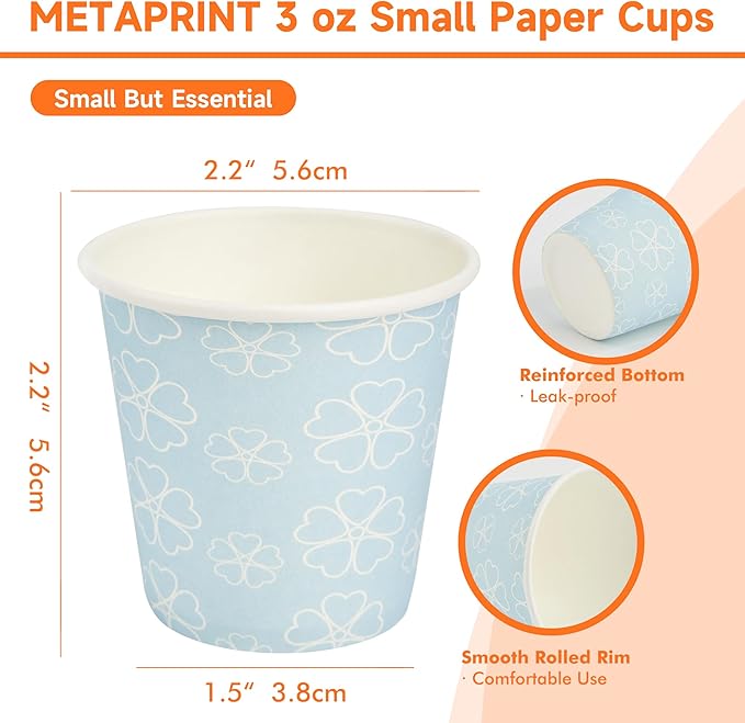 METAPRINT 600 Pack 3 oz Bathroom Cups, Disposable Paper Cups - Image 2