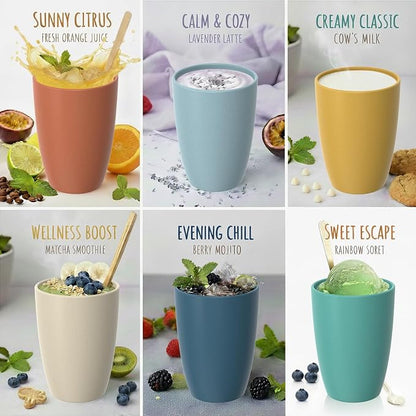 Wheat Straw Cups Set of 6, Unbreakable 20 OZ Reusable Cups, Alternative Plastic - Image 4