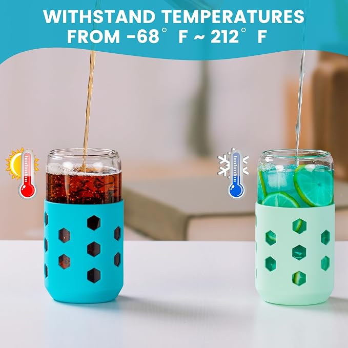 Mrsdry 16 oz Glass Cups with Lids and Straws - Image 5