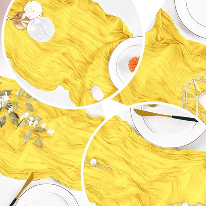 8 Pack Lemon Yellow Cheesecloth Table Runner 20 x 120 inch Gauze Table Runners - Image 7