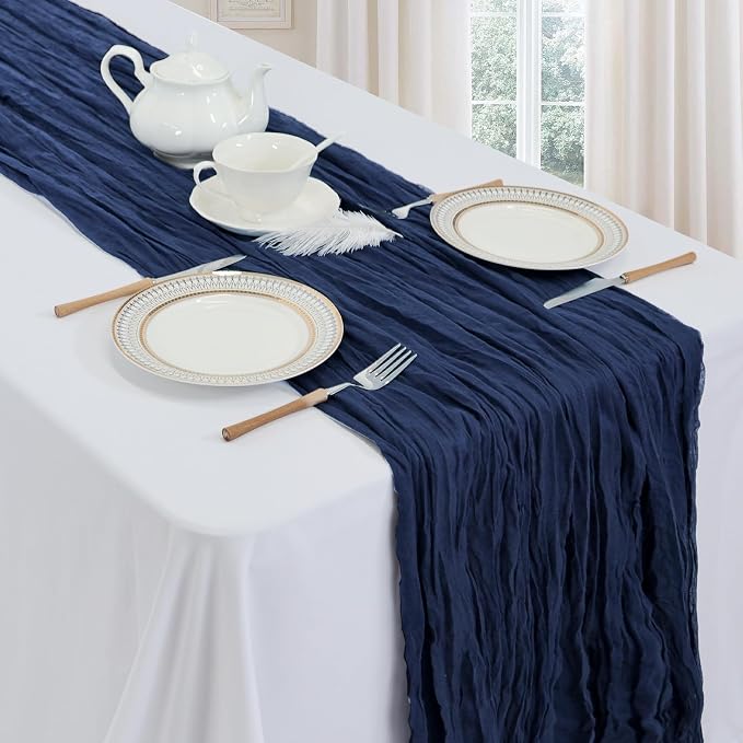 6 Pack Navy Blue Cheesecloth Table Runner 35 x 120 Inch | Boho Gauze Cheese - Image 3