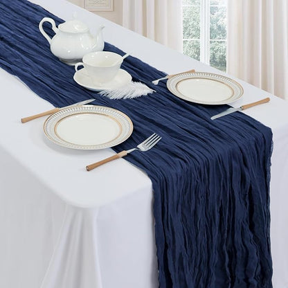 6 Pack Navy Blue Cheesecloth Table Runner 35 x 120 Inch | Boho Gauze Cheese - Image 3