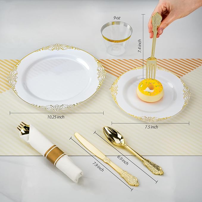 Bestluck 700PCS Gold Disposable Dinnerware - Image 2