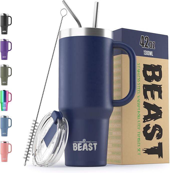 Beast 42 oz Tumbler with Handle Stainless Steel Vacuum Insulated Coffee Ice Cup by GreensSteel