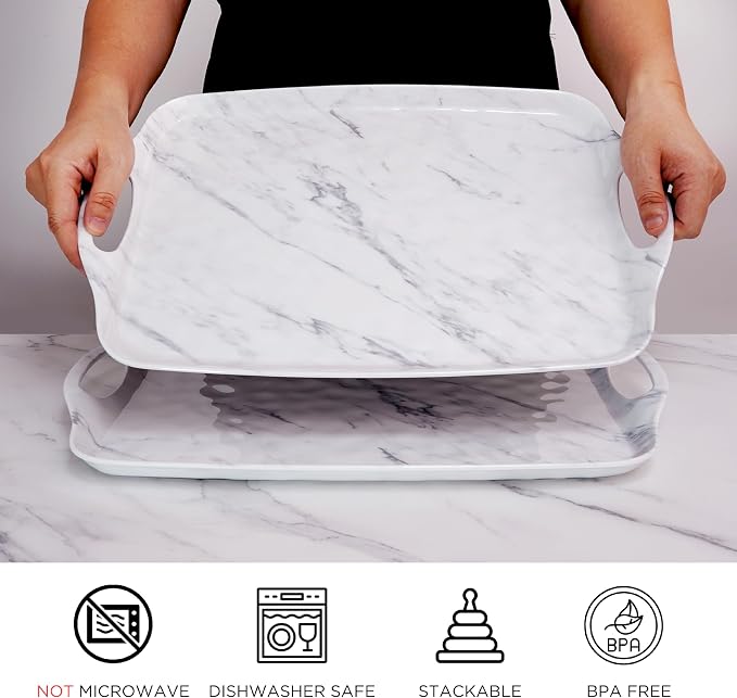 TP Melamine Serving Trays with Handles, 17” x 12”, Serving platters - Image 2