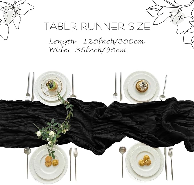 IVAPUPU Black Table Runner 120 Inches - Image 3