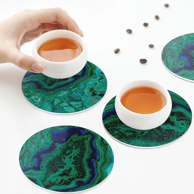 Agate Marble Green Coasters Set of 6 Coasters - Image 8