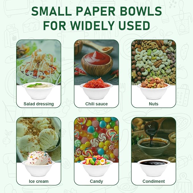 6 oz Disposable Bowls, 300 Pack Compostable Small Paper Bowls | Biodegradable - Image 5