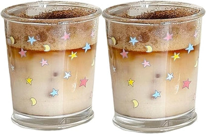 2 Pack 12 OZ Cute Glass Cup Star Drinking Glasses by yaocoral