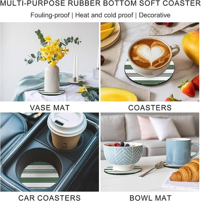 Black Striped Coasters Set of 6, Absorbent Coasters - Image 6