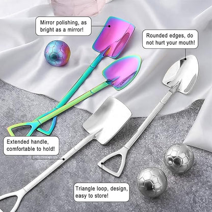 10Pcs Shovel Spoons Stainless Steel Spoon Reusable Dessert Spoons - Image 2