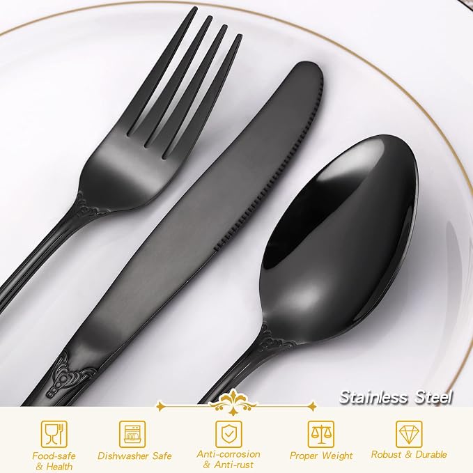 Gorgeous Retro Royal Black Silverware Set - Image 6