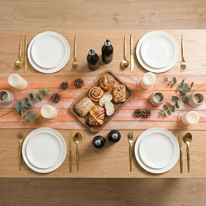 Artoid Mode Boho Orange Stripes Fall Thanksgiving Chiffon Table Runner 120 - Image 7