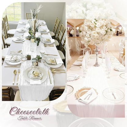 6 Pack White Cheesecloth Table Runner, 17 x 108 inch, Semi Sheer Boho Cheese - Image 6