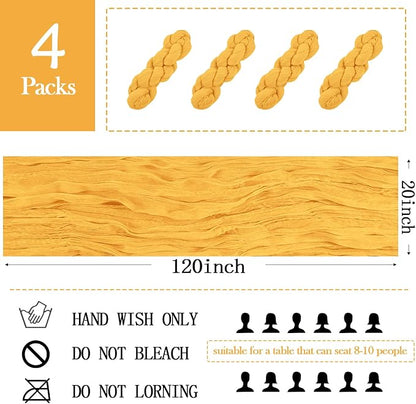 4 Pack Gold Cheesecloth Table Runner 20 x 120 inch Gauze Table Runners 10 FT - Image 2
