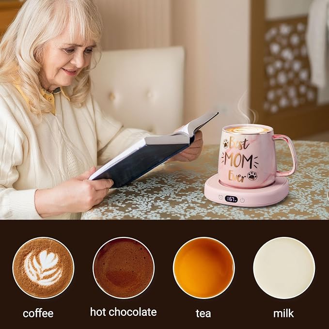 Coffee Mug Warmer & Best MOM Ever Mug Set, Electric Cup Warmer - Image 3
