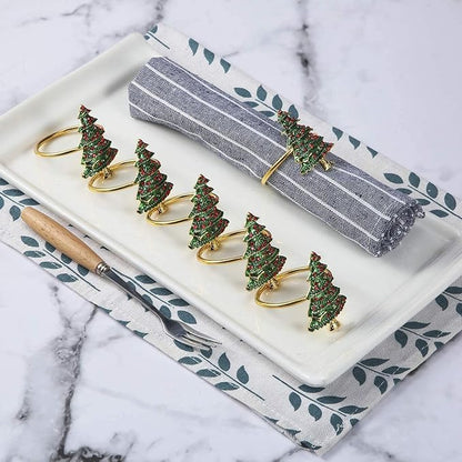 Napkin Rings Set of 8 Silver Set of 8 Napkin Rings Christmas, Holidays, Thanksgiving (Christmas Tree-1)