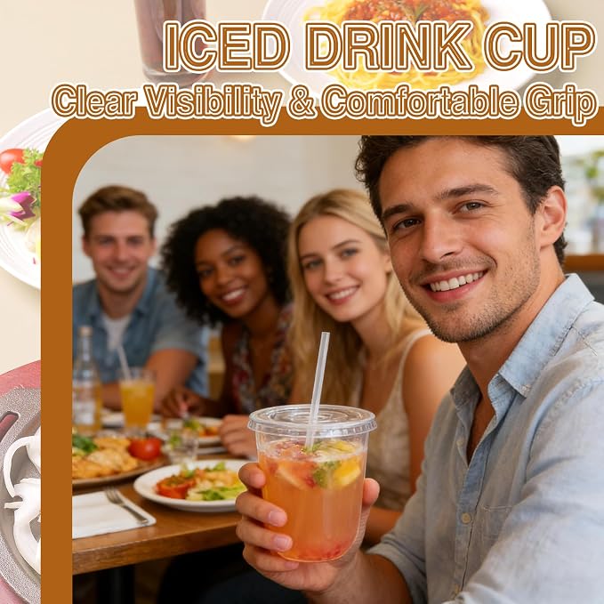 Alaeseje 100 Pack 12 oz Clear Plastic Iced Coffee Cups - Image 5