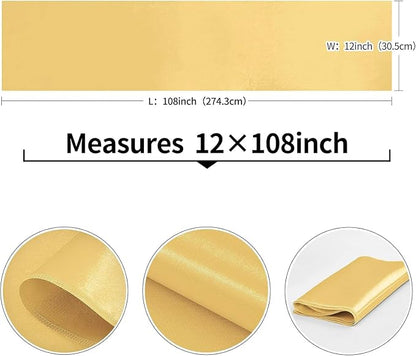 4-Pack Light Gold Satin Table Runner 12 x 108 Inch Long Bright and Smooth Silk - Image 3
