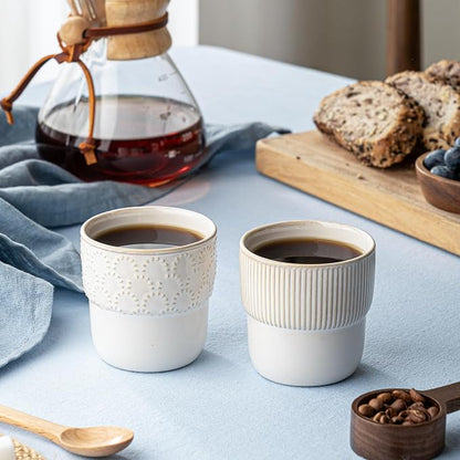 Espresso Cups Set of 2, 4oz Espresso Shot Cups, Mini Coffee Mugs Farmhouse Decor - Image 2