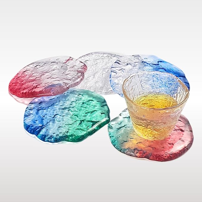 Lead-Free Crystal Glass Round Coasters, Gradient Blue, Durable and Elegant - Image 6
