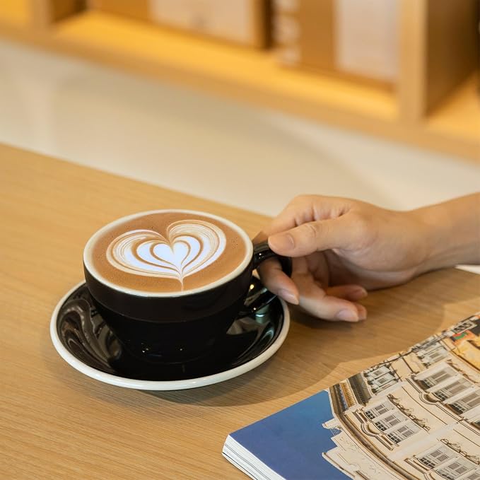 Loveramics Latte Art Mug with Saucer, 10 oz Ceramic Coffee cups with Round - Image 7