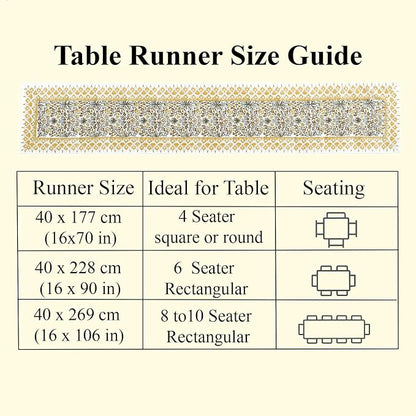 Goldenrod Yellow Hand Block Print 100% Cotton Table Runner 16x70 Inch | Perfect - Image 4