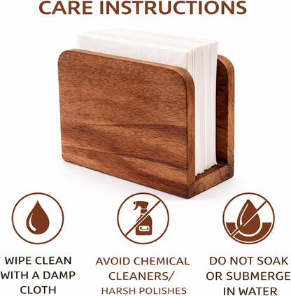 Mango Wood Burning Finish Napkin Holder, 5.5"x2.5"x4" | Upright Paper Napkin - Image 8