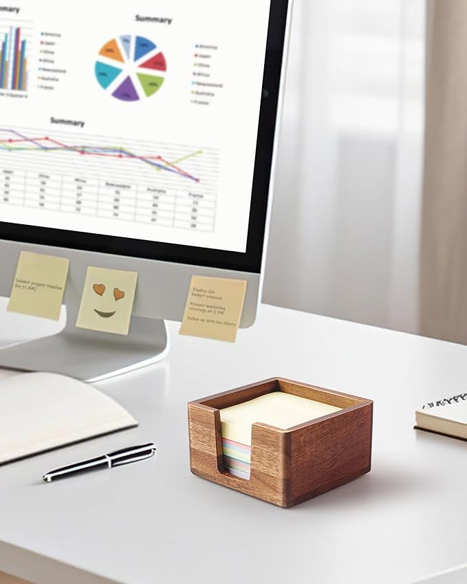Acacia Wood Sticky Note Holder, Post It Note Dispenser - Image 6