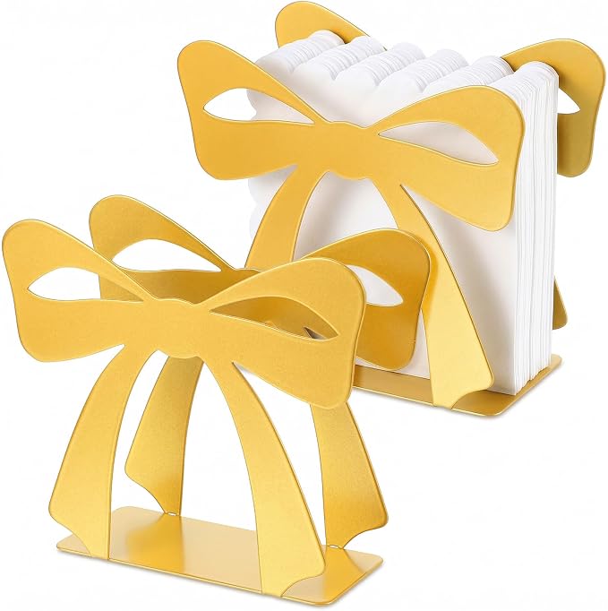 2PCS Gold Bow Standing Napkin Holder by Unknown