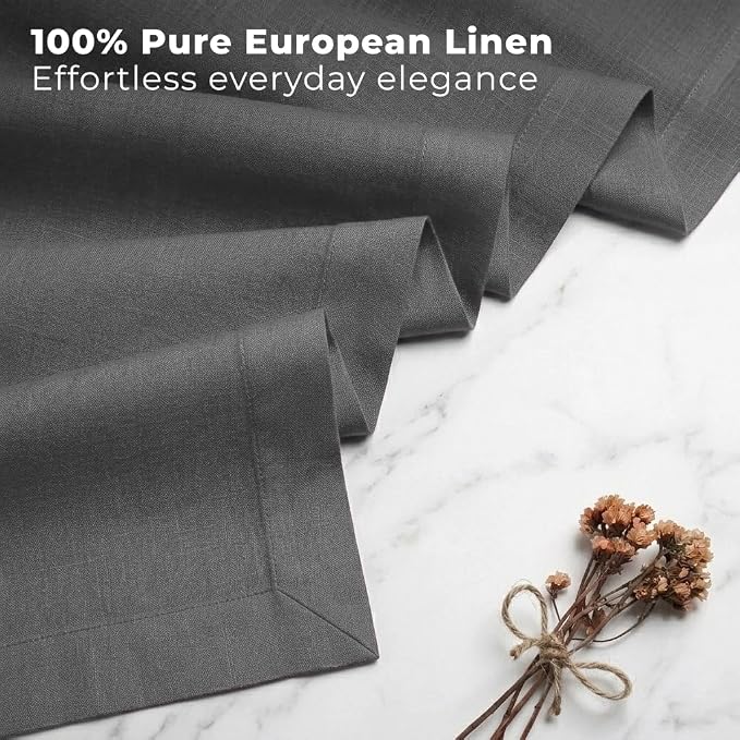Classic Linen™ by D'Moksha Charcoal Grey Table Runner 108 Inches Long, 100% - Image 2