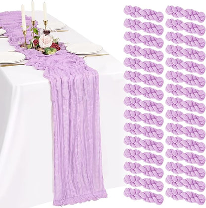 30 Pack Cheesecloth Table Runner 10FT Lilac Purple Table Runner Lavender Boho by Showgeous