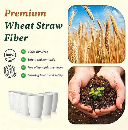 Homienly Wheat Straw Cups 12oz Unbreakable & Easy to Clean Cups Reusable - Image 4