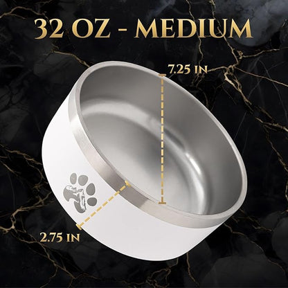 Stainless Steel Dog Bowl for Small-Large Dogs | Double Wall Insulated, Non-Slip Base Heavy Duty Water and Food Bowls for Dogs & Cats | Pet Safe BPA Free & Dishwasher Safe | 32 Oz - Red