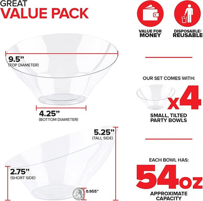 54oz Clear Plastic Serving Bowls Large Disposable Candy Dishes, Buffet - Image 2